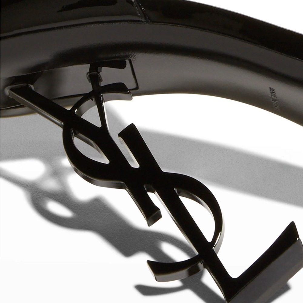 Authentic Saint Laurent Opyum YSL 110 Patent Leather Sandals 40 Black/Black - Picture 4 of 16